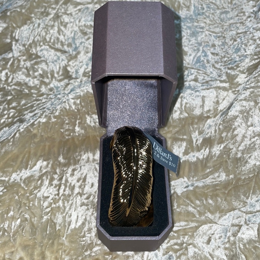 Dillards Gold Feather Cuff Bracelet